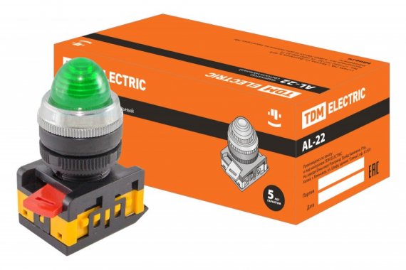 Фотография товара 'Tdm Лампа AL-22 сигнальная d22мм неон/230В цилиндр SQ0702-0009'