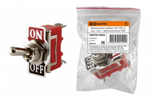 Фотография товара 'Tdm Выключатель-тумблер 1021 (ТВ1-2) SQ0703-0026'