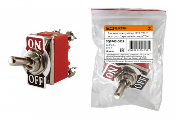 Фотография товара 'Tdm Выключатель-тумблер 1221 (ТВ2-2) SQ0703-0029'