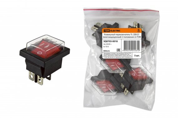 Фотография товара 'Tdm Клавишный переключатель YL-208-01 2 положения SQ0703-0018'