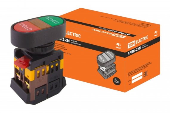 Фотография товара 'Tdm Кнопка APВВ-22N "Пуск-Стоп" d22мм неон/230В 1з+1р SQ0704-0022'