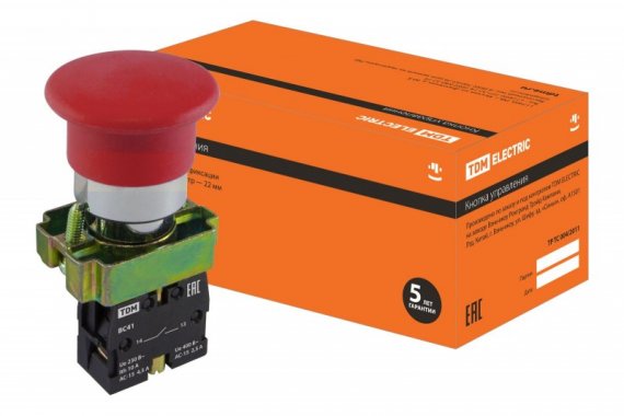 Фотография товара 'Tdm Кнопка BС41 "Грибок" без подсветки SQ0704-0044'