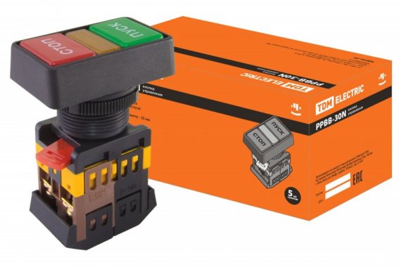 Фотография товара 'Tdm Кнопка РPВВ-30N "Пуск-Стоп" d30мм неон/230В SQ0704-0027'