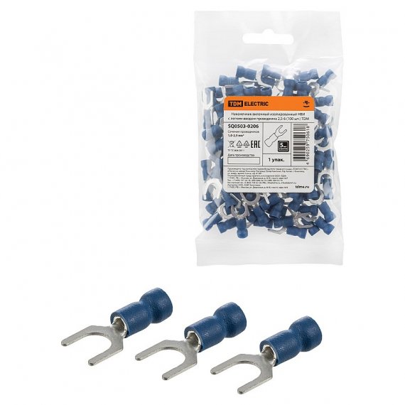Фотография товара 'Tdm SQ0503-0206 Наконечник вилочный изолированный НВИ с легким вводом проводника 2,5-6'