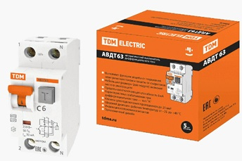 Фотография товара 'Tdm АВДТ 63 2Р(1Р+N) C6 30мА 6кА тип А SQ0202-0100'
