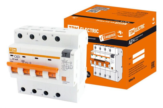 Фотография товара 'Tdm Дифференциальный автомат АД14 4Р 10А 30мА SQ0204-0128'