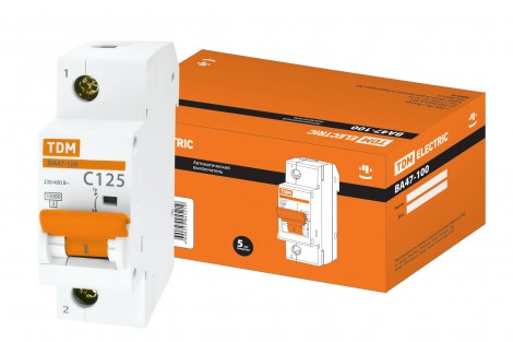 Фотография товара 'Tdm Автомат выключатель ВА47-100 1Р 125А 10кА х-ка С SQ0207-0089'