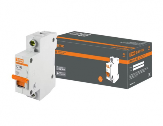 Фотография товара 'Tdm Автоматический выключатель ВА47-63 1Р 16А 4,5кА х-ка B SQ0218-0039'