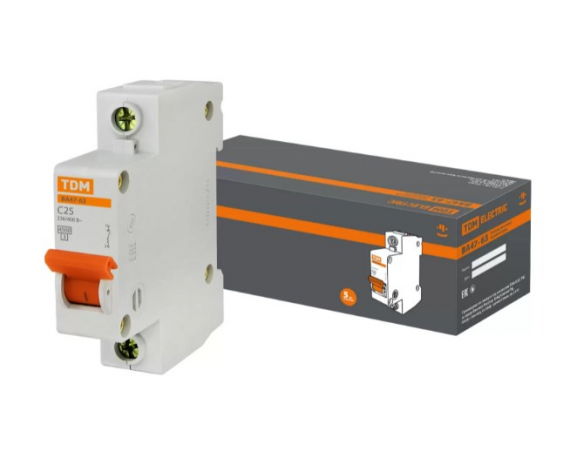 Фотография товара 'Tdm Автоматический выключатель ВА47-63 1Р 25А 4,5кА х-ка B SQ0218-0041'