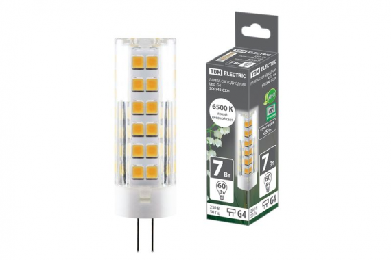 Фотография товара 'Tdm Лампа светодиодная G4-7 Вт-230 В-6500 К, SMD, 18,5x57 мм SQ0340-0221'