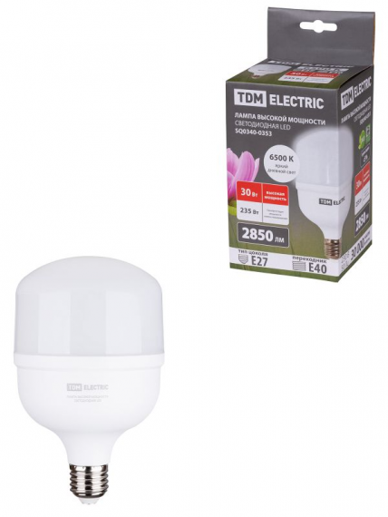 Фотография товара 'Tdm Лампа светодиодная T 30 Вт, 230 В, 6500 К, E27 (100x165 мм) SQ0340-0353'