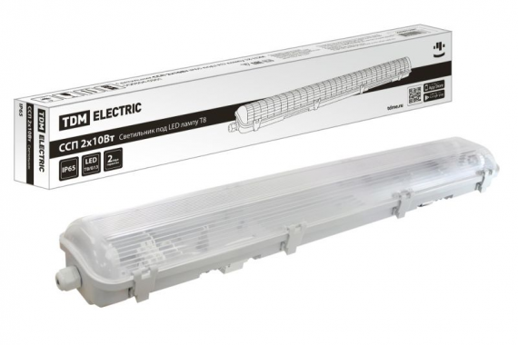 Фотография товара 'Tdm Светильник ССП 2х10Вт IP65 под LED лампу T8 SQ0304-0301'