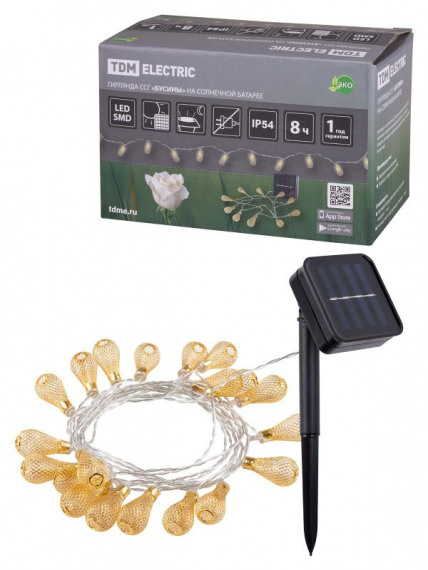 Фотография товара 'Tdm Гирлянда ССГ Бусины на солнечной батарее, 20 LED, IP54 SQ0330-0117'