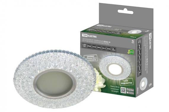 Фотография товара 'Tdm Светильник встраиваемый СВ 03-15 MR16 50Вт G5.3 LED подсветка 3 Вт SQ0359-0145'