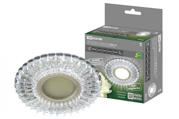 Фотография товара 'Tdm Светильник встраиваемый СВ 03-16 MR16 50Вт G5.3 LED подсветка 3 Вт SQ0359-0146'
