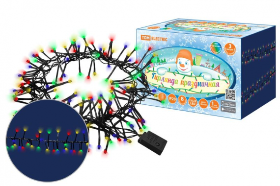 Фотография товара 'Tdm Гирлянда светодиодная Мишура, 320LED, 8 режимов, 250 В, IP20 SQ0361-0092'
