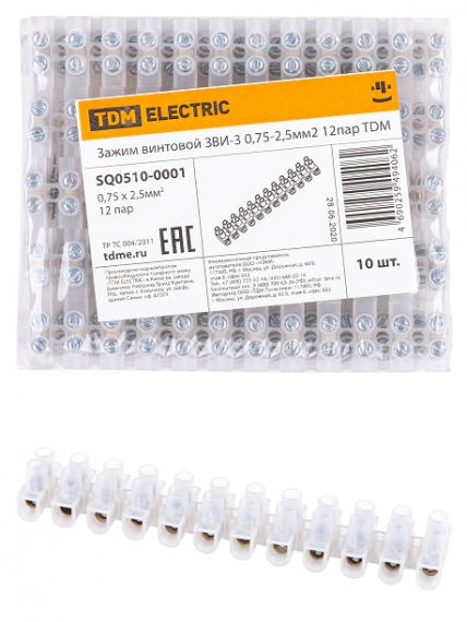 Фотография товара 'Tdm Зажим винтовой ЗВИ-3 0,75-2,5мм2 SQ0510-0001'
