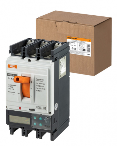 Фотография товара 'Tdm Автоматический выключатель ВА89-37 3Р 630А 70кА (ЭР-ЖК дисплей) с модулем связи RS-485 МС1, SQ0751-0145'
