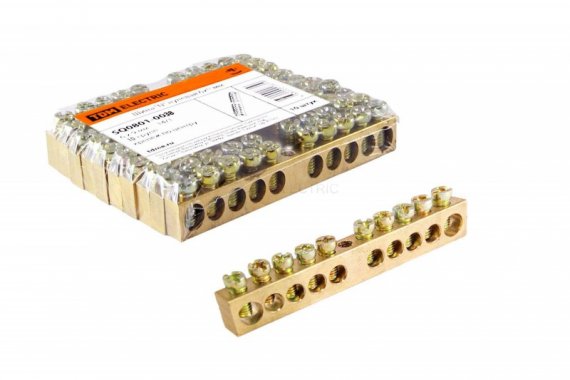 Фотография товара 'Tdm Шина "N" нулевая 6х9мм 16/1 (16 групп/крепеж по центру) никелированная SQ0801-0307'