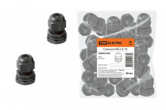 Фотография товара 'Tdm Сальник MG LX 16 диаметр проводника 6-10 мм IP68 SQ0806-0508'