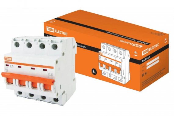 Фотография товара 'Tdm Автоматический выключатель ВА47-29 4Р 1А 4,5кА SQ0206-0116'