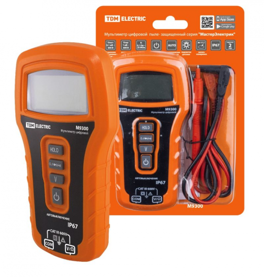 Фотография товара 'Tdm Мультиметр цифровой пылевлагозащищенный серия МастерЭлектрик М9300 (IP54) SQ1005-0012'