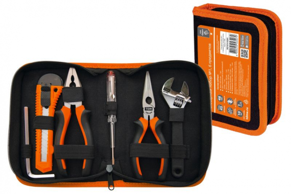 Фотография товара 'Tdm Слесарный набор №1, 6 предметов, тканевый чехол, Гранит SQ1014-0201'