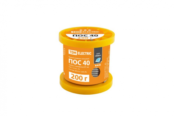 Фотография товара 'Tdm Припой ПОС 40, трубка с канифолью, ГОСТ 21931-76, ?1 мм SQ1025-0323'