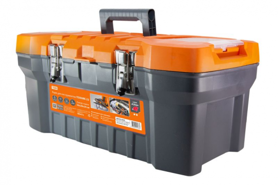 Фотография товара 'Tdm Ящик для инструментов ТЕХНИК-22, 56х28х24 см, метал. замки, лоток, Рубин SQ1032-0203'