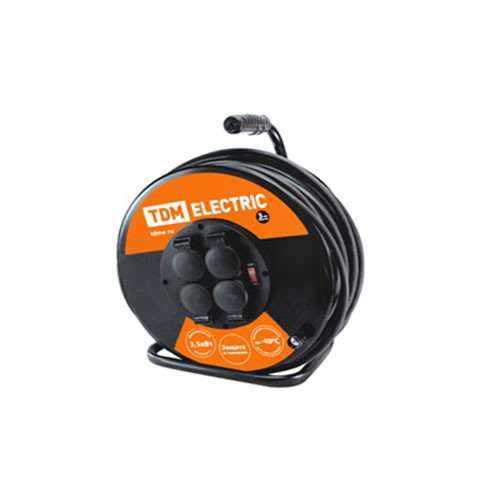 Фотография товара 'Tdm Удлинитель силовой УХз16-004 (метал. катушка, А3, 4 места IP44/50м КГ 3х2,5) SQ1301-0172'