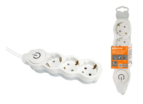 Фотография товара 'Tdm Удлинитель бытовой Люкс УЛ03 3 гнезда, 10м, с/з, с з/ш, ПВС 3х1мм2 16А/250В SQ1303-0282'