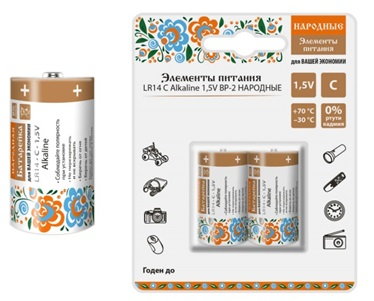 Фотография товара 'Tdm Элемент питания LR14 C Alkaline 1,5V BP-2 Народный SQ1702-0014'