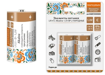 Фотография товара 'Tdm Элемент питания LR20 D Alkaline 1,5V BP-2 Народный SQ1702-0015'