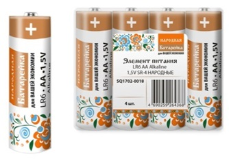 Фотография товара 'Tdm Элемент питания LR6 AA Alkaline 1,5V SR-4 Народный SQ1702-0018'