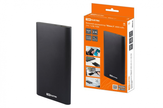 Фотография товара 'Tdm Внешний аккумулятор Юкон 2, 8000 mAh, 2 А, 1 USB SQ1703-0002'