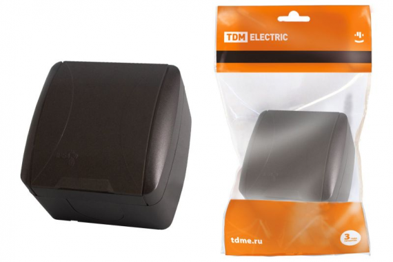 Фотография товара 'Tdm Розетка 2П+3 открытой установки IP54 16А с крышкой Селигер SQ1818-0213'