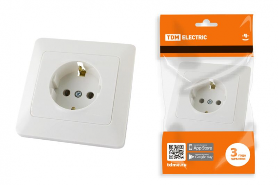 Фотография товара 'Tdm Розетка 2П+З 16А 250В Ильмень SQ1823-0010'