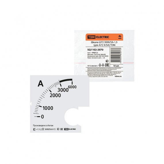 Фотография товара 'Tdm SQ1102-2070 Шкала Ш72 3000/5А-1,5 (для А72 Х/5А)'