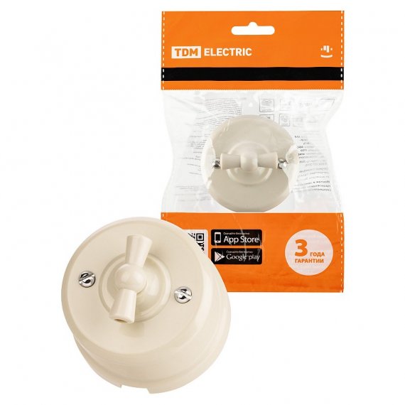 Фотография товара 'Tdm SQ1820-1306 Выключатель поворотный 2-кл. с ручкой (бантик) 10А'