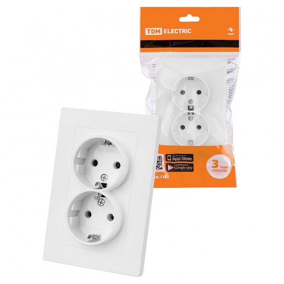 Фотография товара 'Tdm SQ1816-0036 Розетка двойная 2П+З 16А 250В'