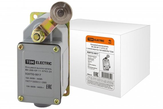 Фотография товара 'Tdm Концевой выключатель ВК-200-БР-11-67У2-2X с самовозвратом 16А 660В IP67 SQ0732-0017'