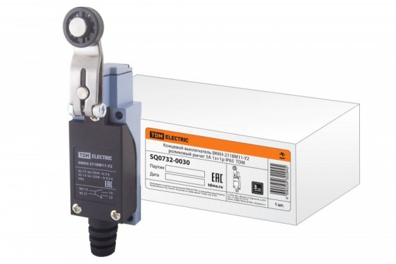 Фотография товара 'Tdm Концевой выключатель ВККН-2118М11-У2 роликовый рычаг 5А SQ0732-0030'