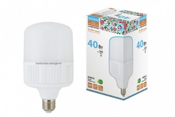 Фотография товара 'Tdm Лампа светодиодная T-40 Вт-230 В-6500 К–E27 (120x207 мм) НАРОДНАЯ SQ0340-1580'