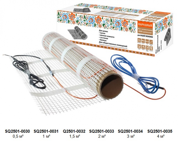 Фотография товара 'Tdm Мат нагревательный МНН одножильный, 1,5 кв. м, 240 Вт, Народный SQ2501-0032'