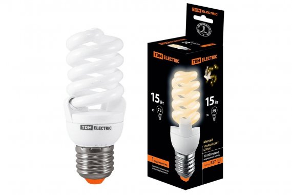 Фотография товара 'Tdm Лампа энергосберегающая КЛЛ-FSТ2-15 Вт-2700 К–Е27 (42х103 мм), SQ0323-0063'