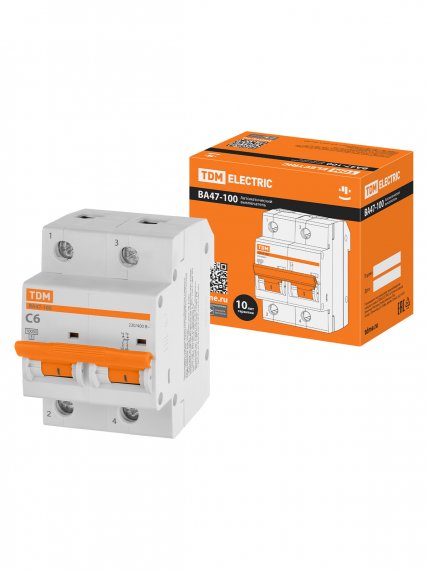 Фотография товара 'Tdm SQ0207-0137 Авт. выкл. ВА47-100 2Р 6А 10кА х-ка С'