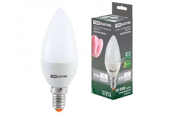 Фотография товара 'Tdm Лампа светодиодная FС37-5 Вт-220 В -4000 К–E14, SQ0340-0048'