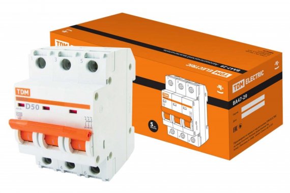 Фотография товара 'Tdm Автоматический выключатель ВА47-29 3Р 50А 4,5кА SQ0206-0178'