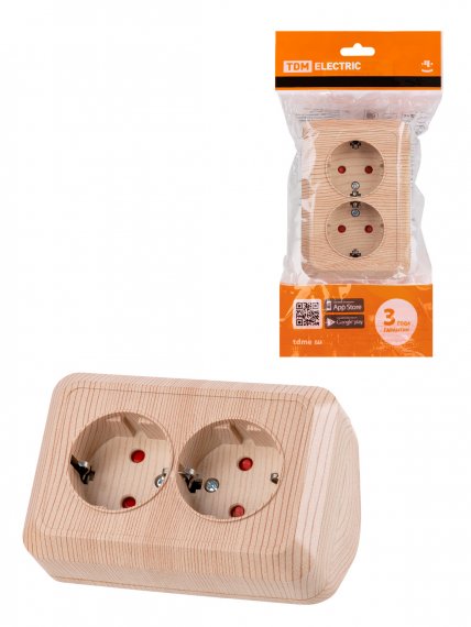 Фотография товара 'Tdm Розетка угловая двойная 2П+3 открытой установки с защитными шторками IP20 250В 16А, SQ1801-0443'