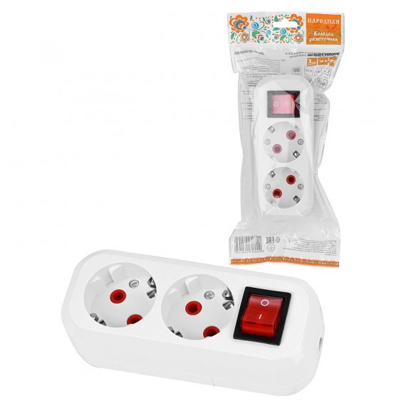 Фотография товара 'Tdm SQ1806-0415 Колодка розеточная 2 гнезда 2П+3 c выключателем 16А 250В'